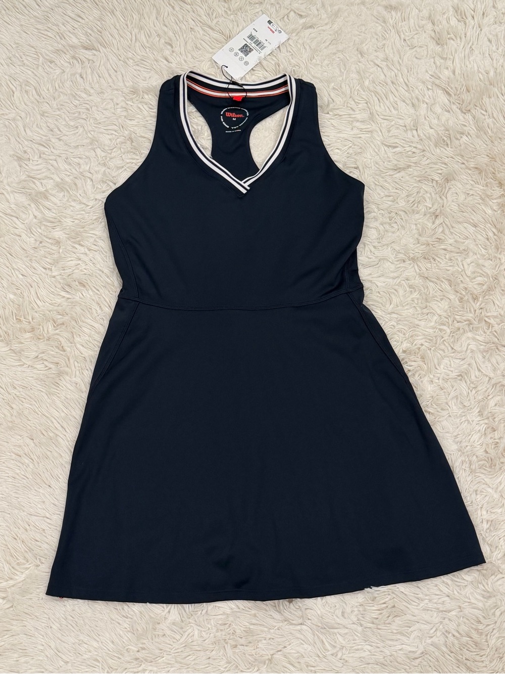 NEW Wilson Women's Tiebreaker Lined Tennis Dress Medium Navy Blue Racerback - Picture 3 of 9